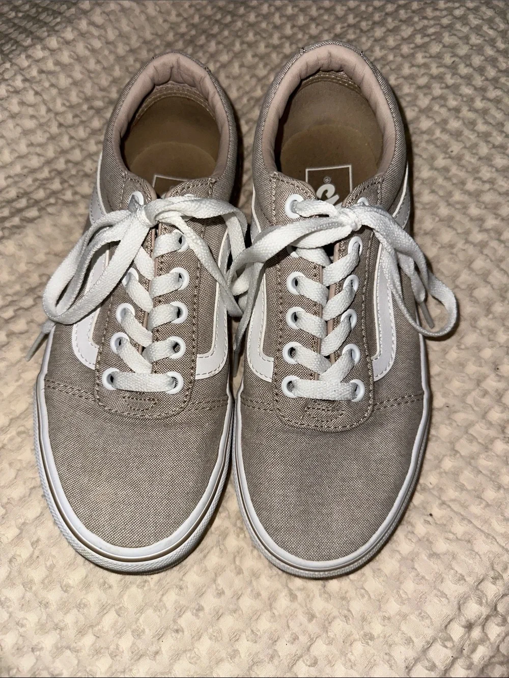 Vans Taupe Canvas Low-Top Sneakers with White Stripe